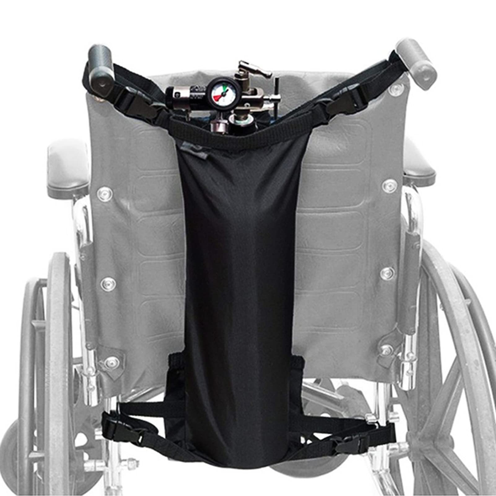 Soporte de Tanque de oxígeno para Silla de Ruedas, Correas Ajustables de la Bolsa de Transporte del Cilindro, 600D Oxford Heavy Duty, Tamaño de Silla de Ruedas estándar,Negro,70x25cm