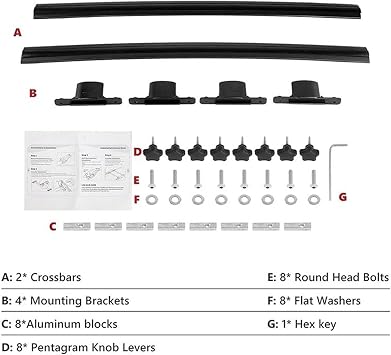 Railing Roof Bars For Toyota For 4Runner 2010-2025 Rails Bar Luggage Carrier Bars Top Cross Rack Rail Boxes Accessories Car Roof Soft Roof Rack(Black)