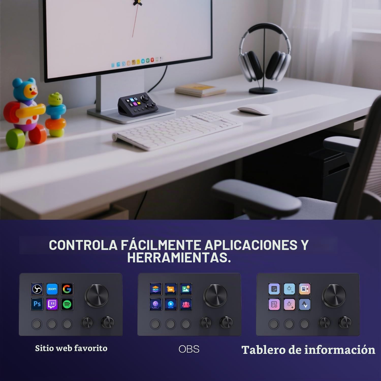 Treaslin N3 Programmable Stream Controller Deck with LCD Keys&Knobs-Custom Macro Keypad for Streaming(OBS,Twitch,YouTube),Content Creation (Adobe)&Gaming-Win&Mac