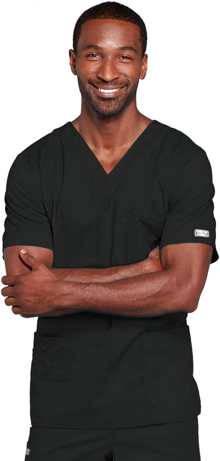 Cherokee Scrubs for Men & Women V-Neck Scrub Top with 4 Pockets, Cotton Blend Soft Stretchy Easy Care Nursing Uniform - 4725