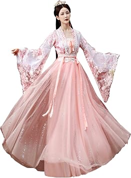 Hanfu Women Classical Hanfu Dress Ancient Chinese Costume China Princess Folk Dance Stage Cosplay Clothes, Pink Color Pink, Size X-Small
