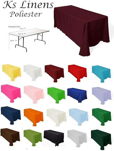 Miniatura 2 de KS Linens - Mantel rectangular de poliéster de 60 x 144 pulgadas (blanco)