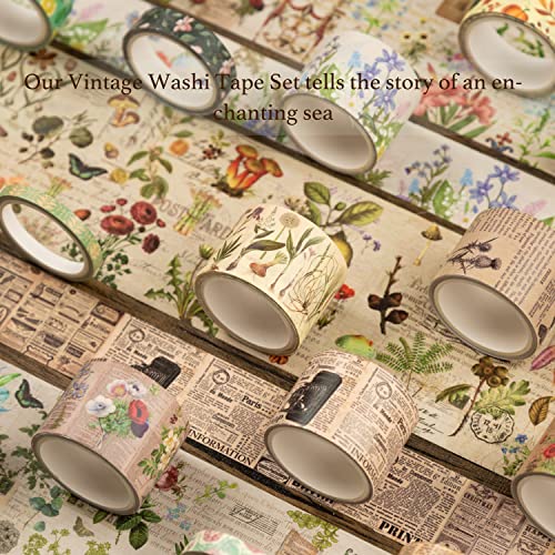 Slapaflife Adhesive Washi Tape Set Decorative 48 Rolls Vintage For Bullet/Junk Journals, Journaling, Art Craft, Scrapbooking Supplies #TOP2