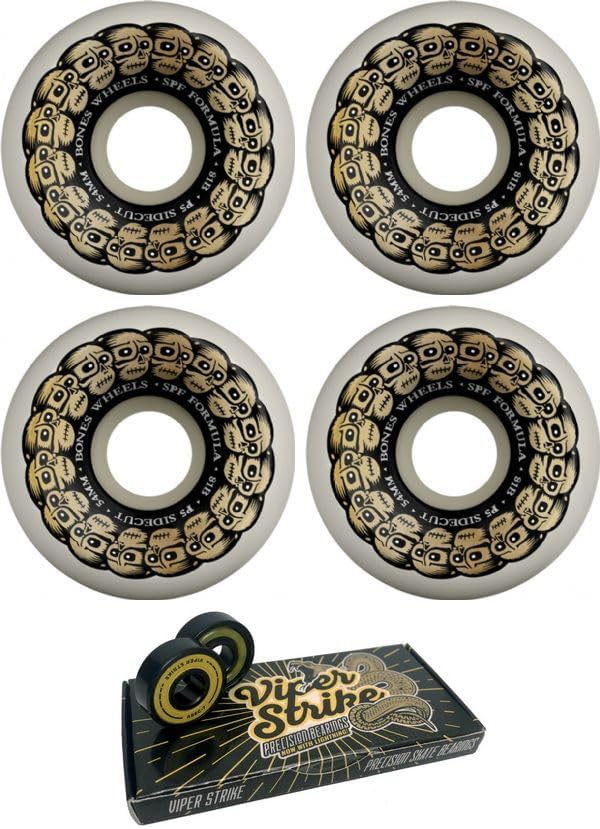 54mm Bones Wheels SPF P5 Circle Skulls White/Gold