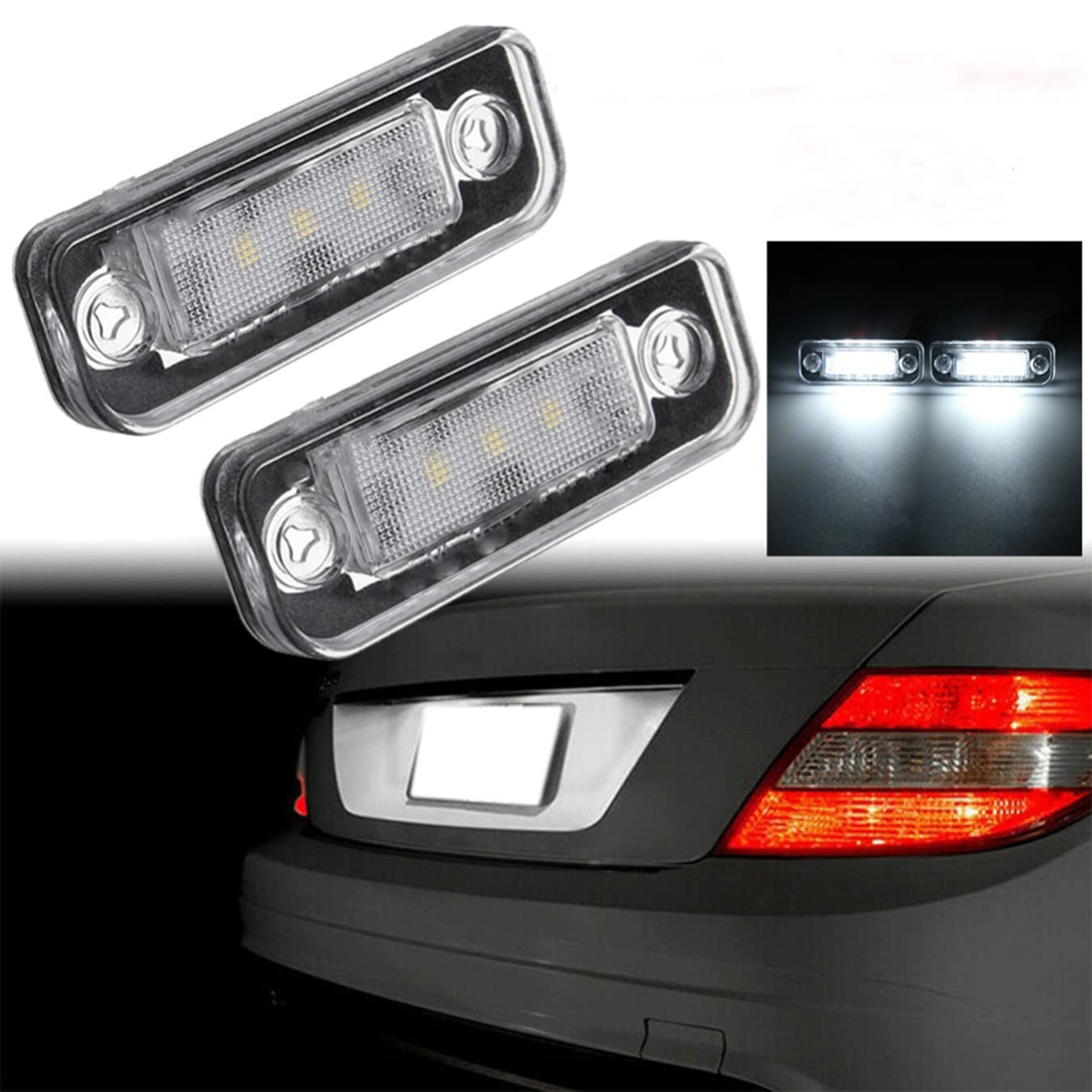 2 uds. Lámpara de luz LED para matrícula sin errores para m-erc-edes para b-enz W-203 5D W-211 W-219 R171 DC 12V 3- SMD luz blanca LED para matrícula