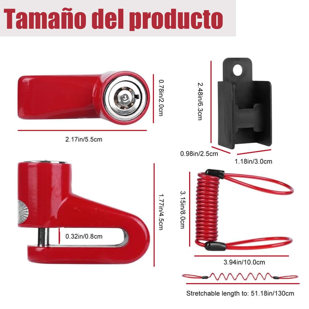 Voarge Lucchetto per Monopattino Elettrico, Catena Antifurto per Moto, Lucchetto per Moto, Accessori per Monopattino Elettrico, Ruote per Bicicletta Armadio con Corda di Ricordo, Lucchetto per