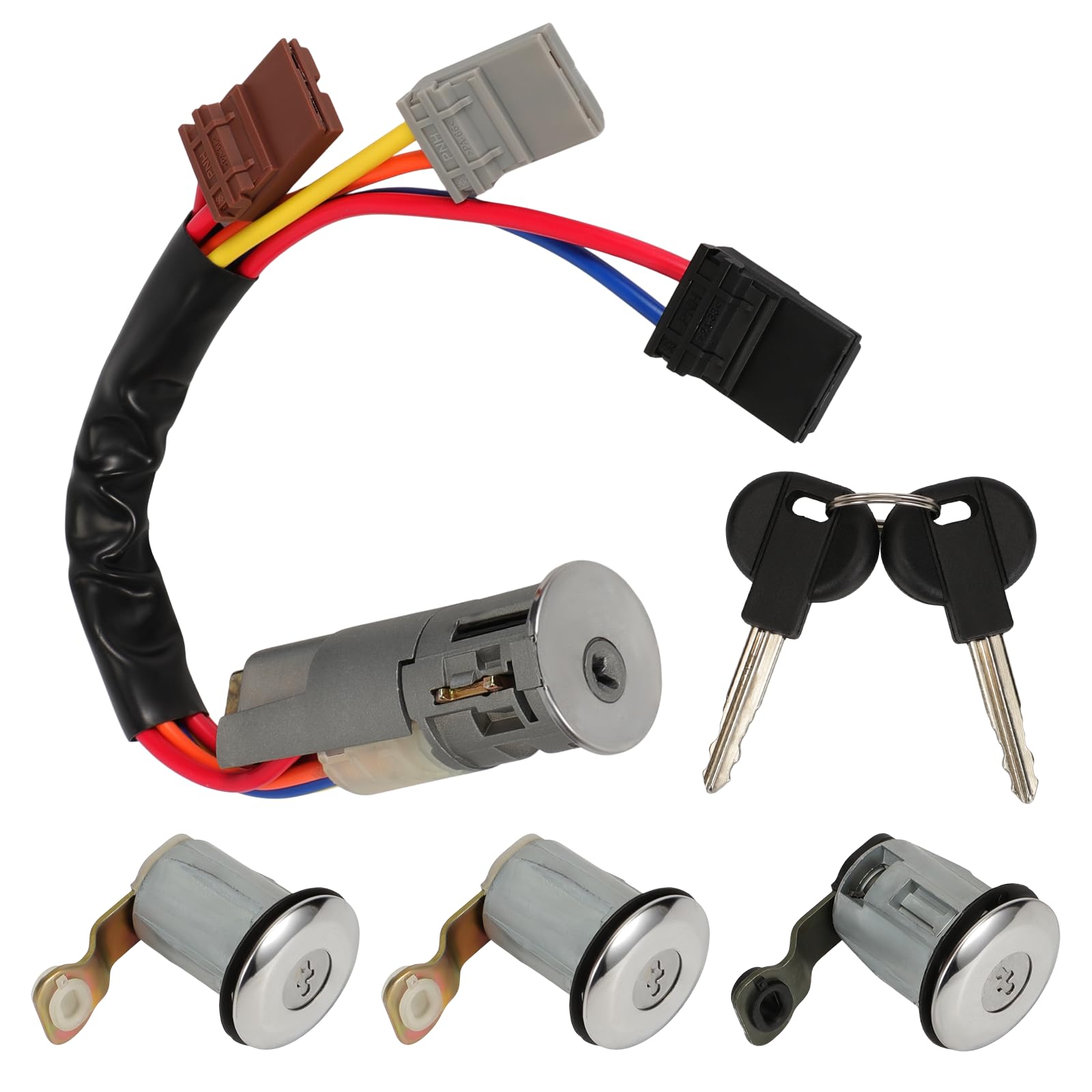 Neiman Zündunng Interrupteur de serrure Berlingo 1996-2008 Partner 806 | 106 I 106 II,Kit de verrouillage d'allumage 252522 9170.G3 9790461580,1 barillet d'allumage 3 barillets de portes 2 clés