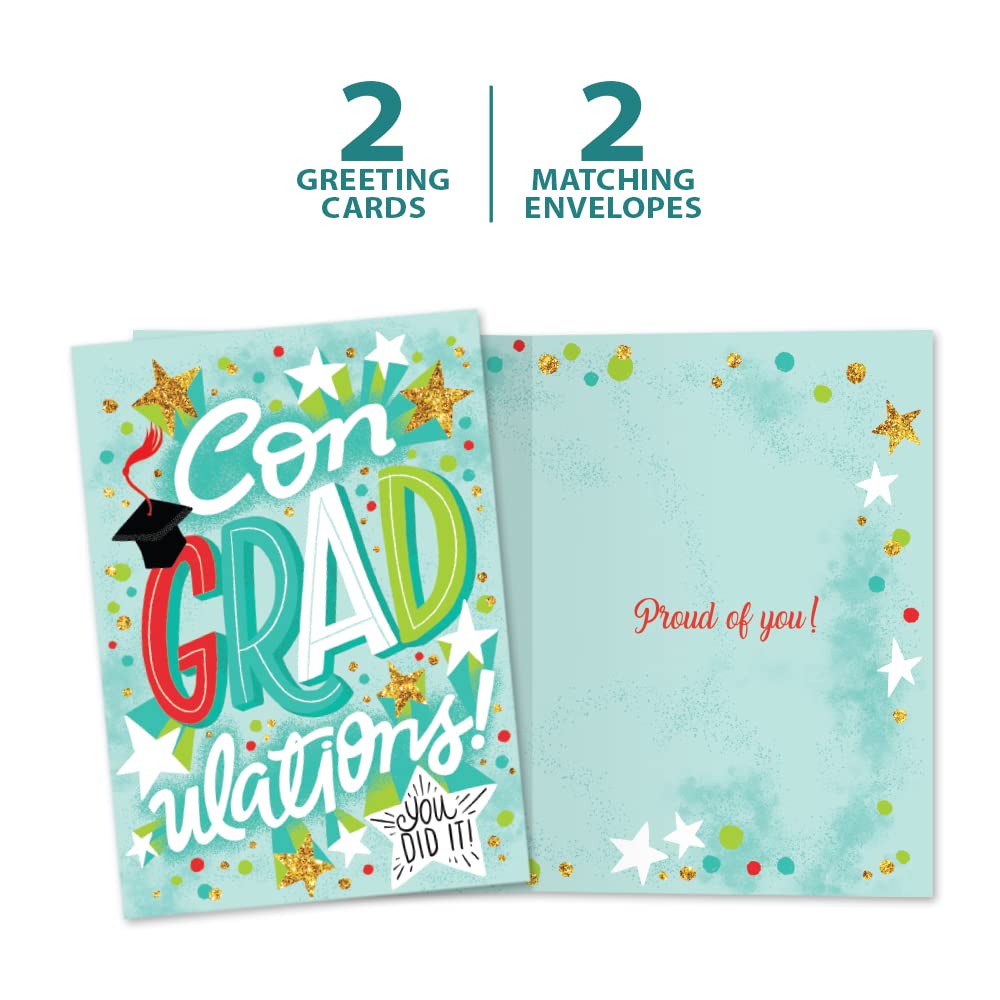 Tree-Free Graduation Cards - Eco-Friendly 2-Pack With Matching Envelopes, Made In USA
