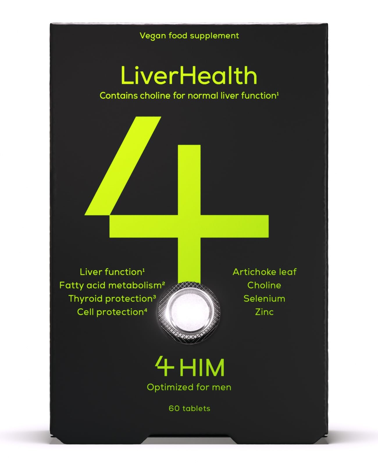 4 HIM LiverHealth - Liver Support Supplements - 60 Vegan Tablets - Liver Supplements for Liver Function - Made with Zinc, Choline and Selenium