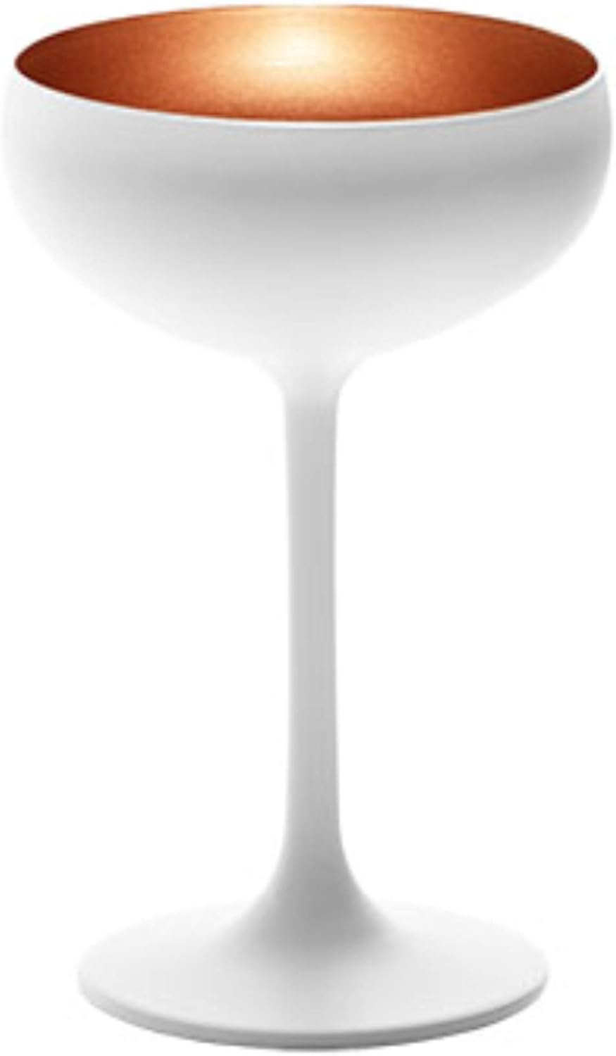 Stölzle Lausitz Olympia 7.75 Oz Champagne Coupe Glass Set - Set of 6 Luxury Champagne Glasses for Celebrations - Lead-Free Crystal, Elegant Barware Essentials (White/Bronze)