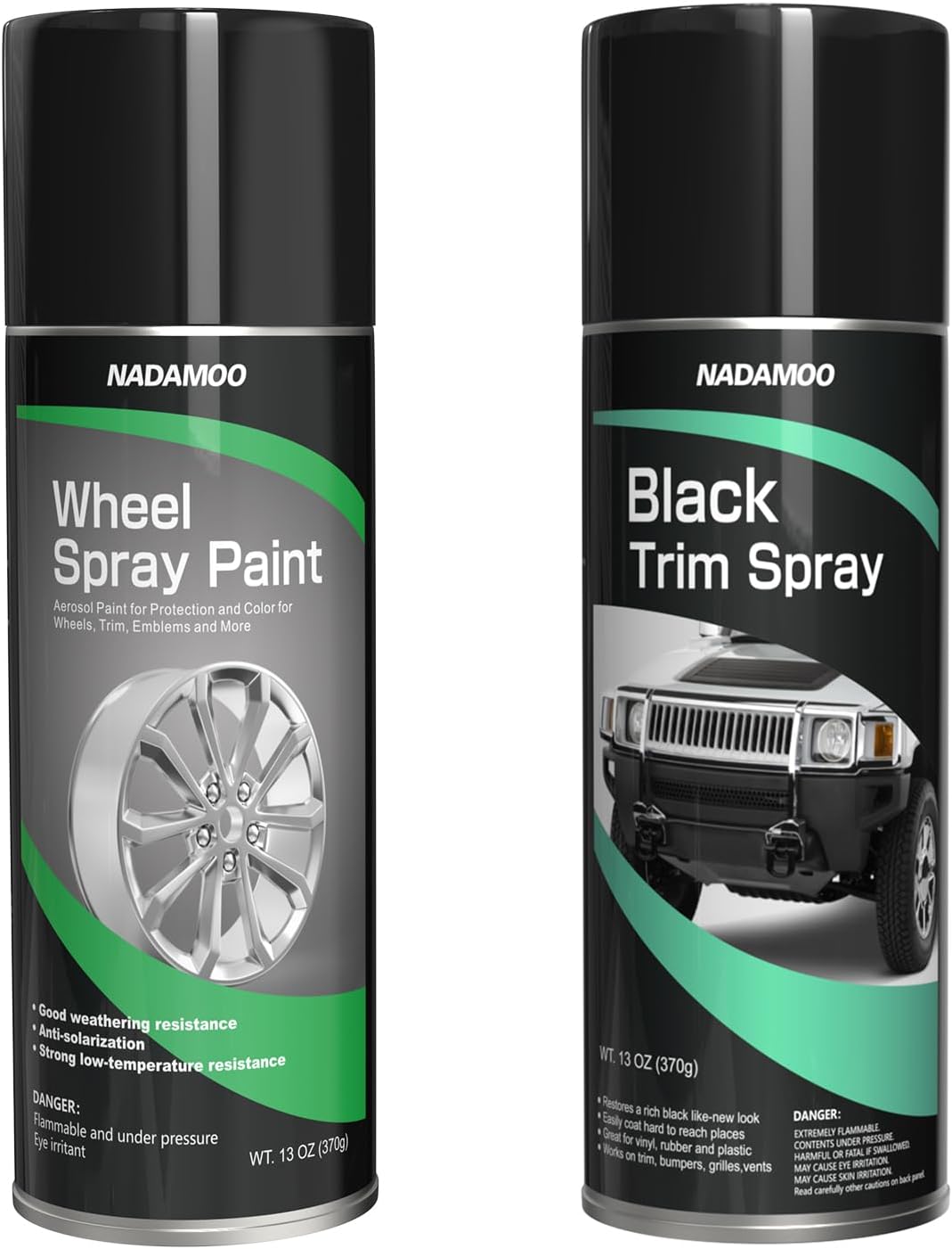 NADAMOO Black Trim Spray Paint & Silver Wheel Spray Paint 1 Can