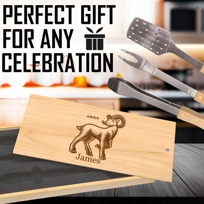 Set de parrilla personalizado con grabado Aries Zodiac miniatura 3