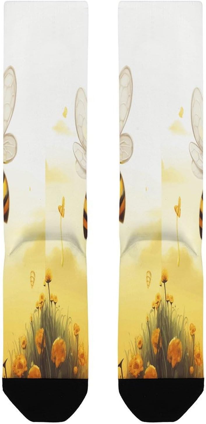Bee Love Honey Compression Sock Circulation Support Socks Lightweight Knee High Tube Sock Over-The-Calf Sock for Adult