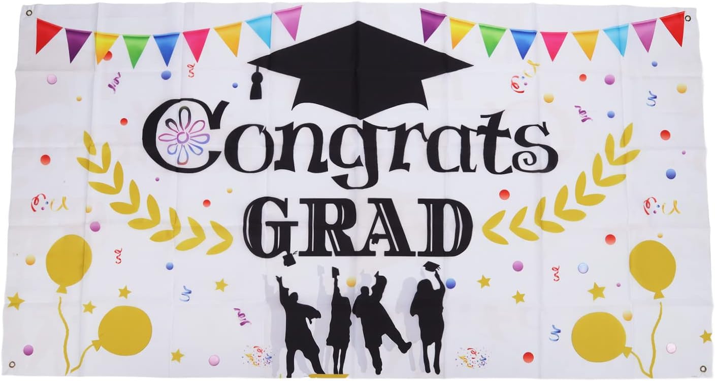 Graduation Banner for Party Decorations Congrats Grad
