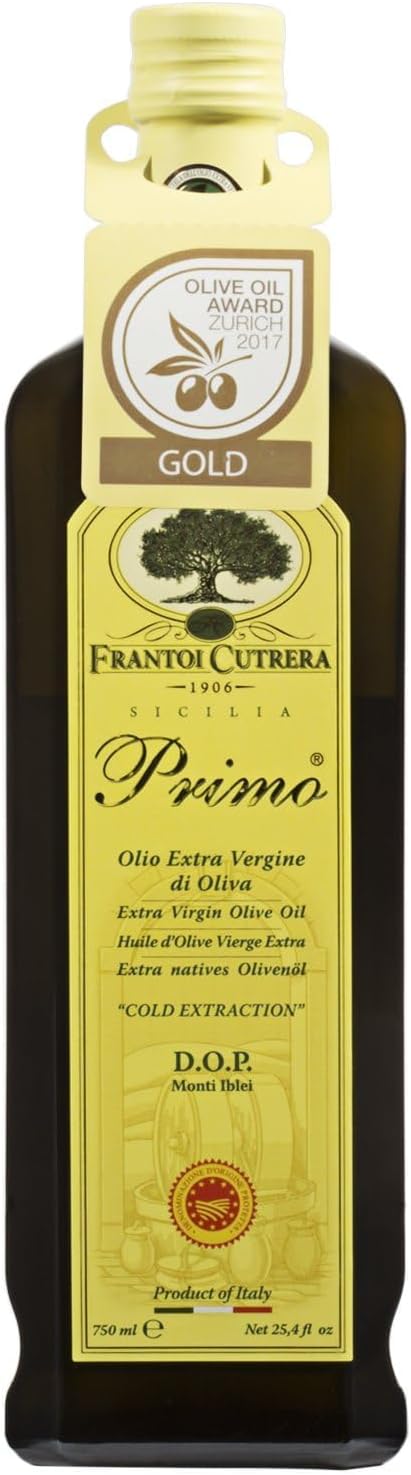 Frantoi Cutrera Primo Cold Extracted Italian Extra Virgin Olive Oil Cold Pressed, Polyphenol Rich Olive Oil, Authentic Certified DOP Sicilian EVOO Imported From Italy, 25.4 fl oz (Pack of 1)
