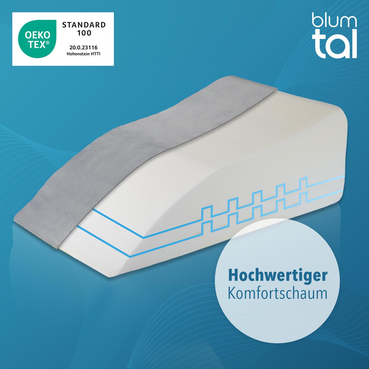 Blumtal Ergonomisches Venenkissen - höhenverstellbares Beinkissen gegen schwere Beine - Lagerungskissen Erwachsene - Venenkissen Beinhochlagerungskissen - Beinkissen Venen mit waschbarem Bezug in Grau