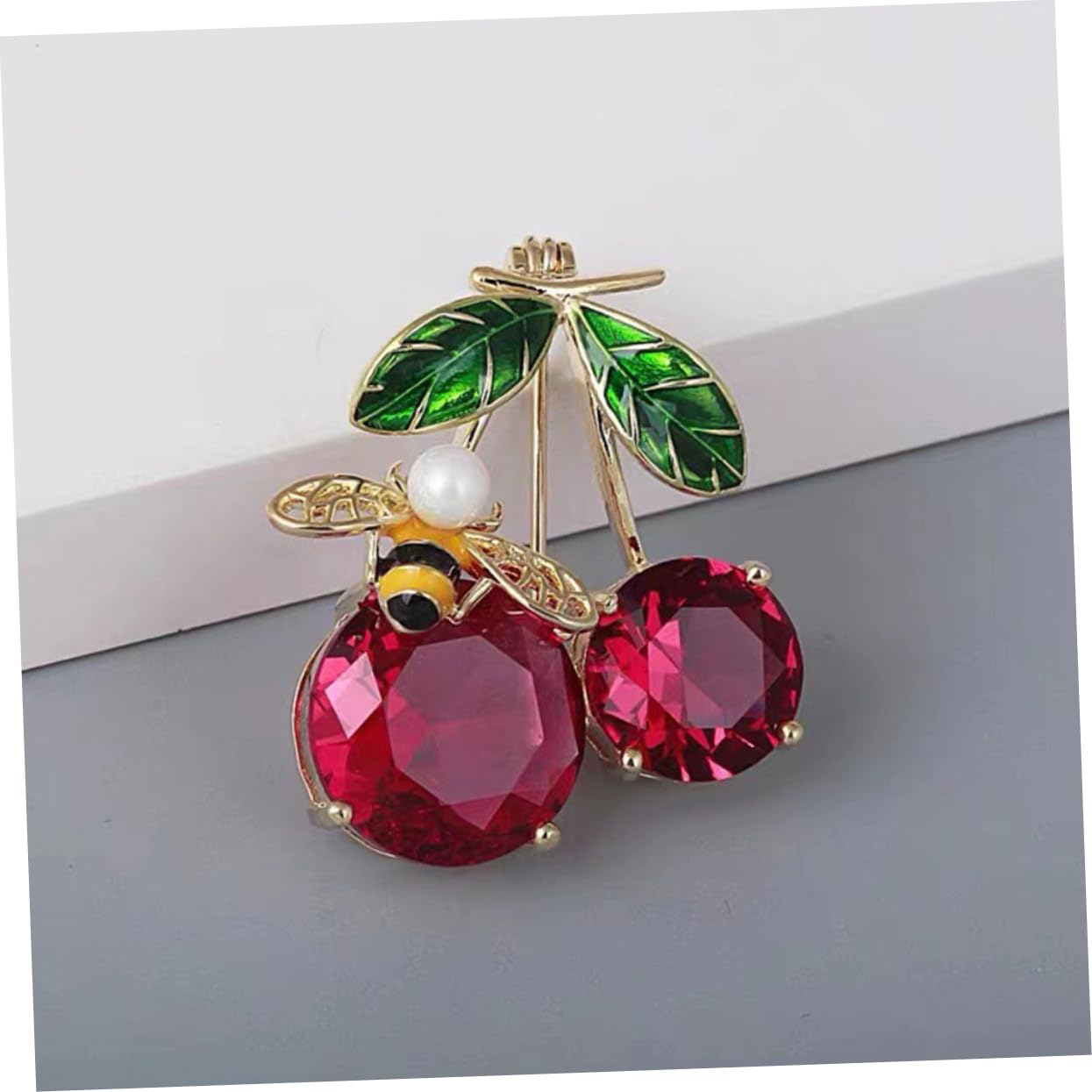 2 Piezas Broche De Abeja Cereza Broche De Ropa Broche De Animal De Esmalte Fresco Broche De Moda Broche Nupcial Broche Rojo Pin De Solapa De Fruta Solapa De Esmalte Broche De