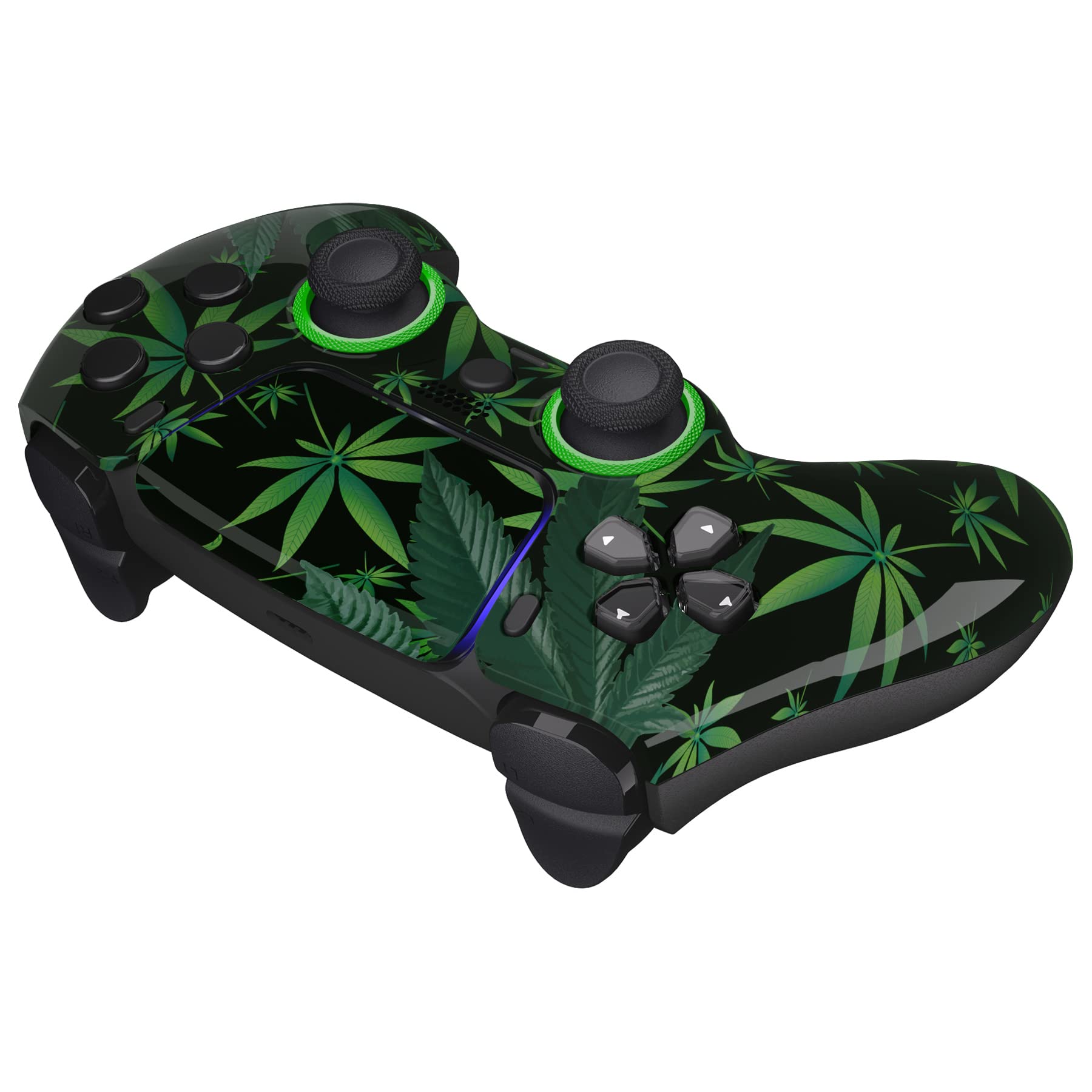eXtremeRate Luna Cover Ricambio per ps5 Controller,Custodia Copertura Frontale Scocca Shell Ridisegnato&Touchpad&Anelli Compatibile con ps5 Joystick BDM 010/020/030/040/050-Erbe Verdi