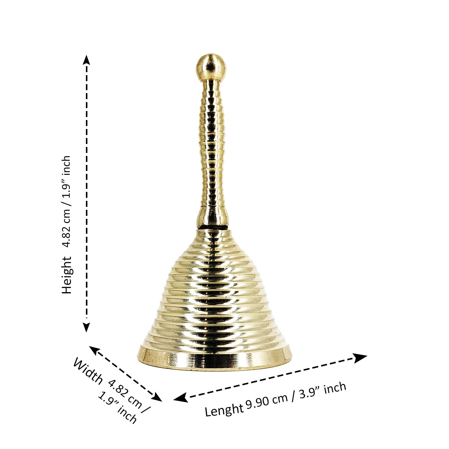 Craftvatika Brass Pooja Bell Ghanti for Mandir - Handbell for Puja Room, Home and Temple Prayer Bell Ghanti for Decoration (3.9 X 1.9 Inch) 1