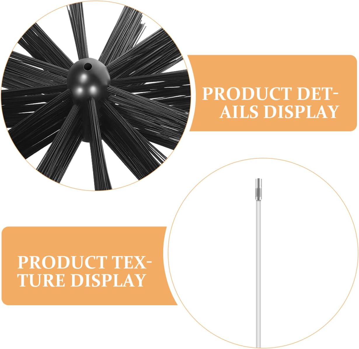 30ft Chimney Brush and Rod Set, 1 Set of Fireplace Sweep Brush Kit with 4” 6” Heads, Chimney & Dryer Vent Cleaning Kit for Home Duct Cleaning