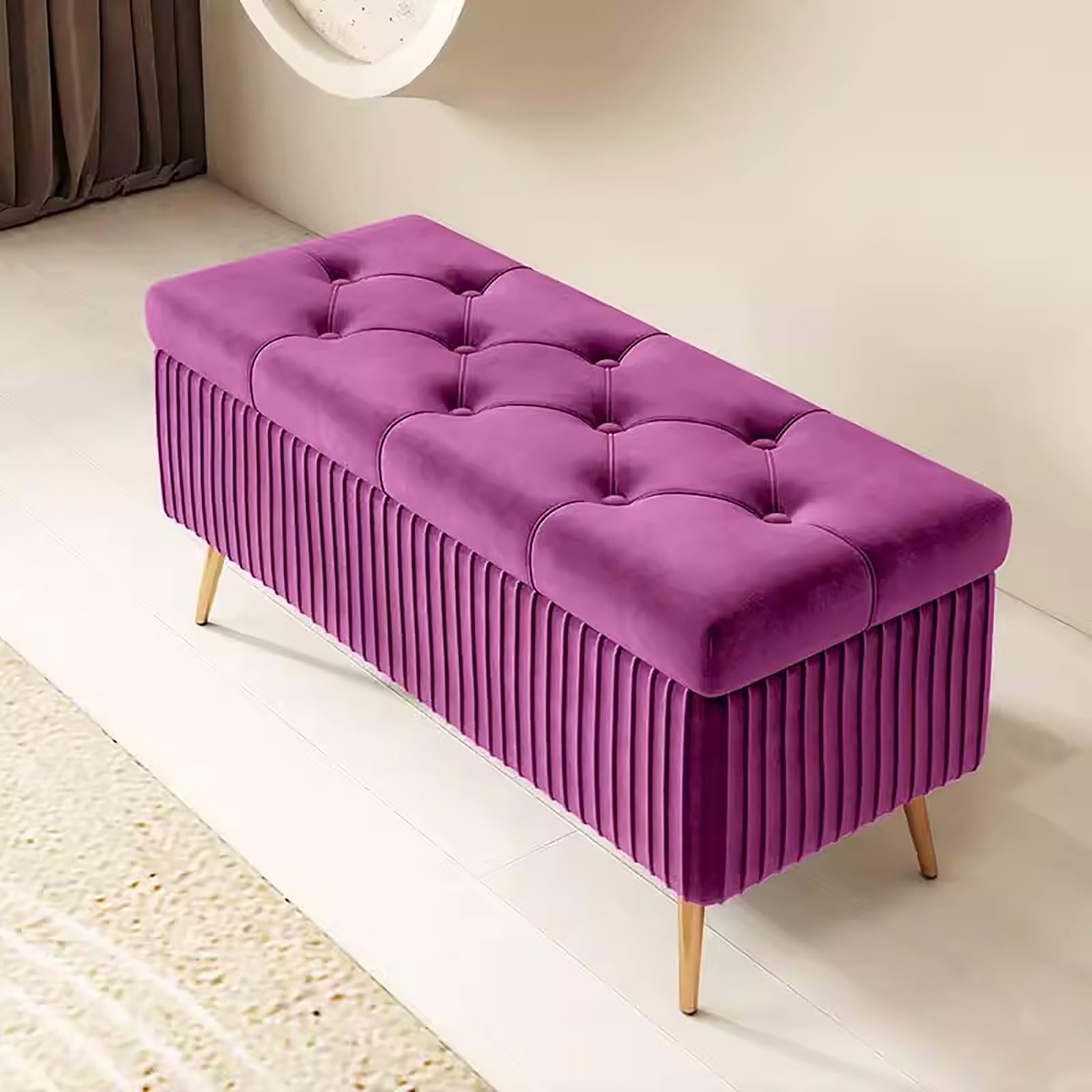 LWJSOCP Upholstered Purple Shoe Bench59in Entryway Ottoman with Button Tufting for Bedroom & Living RoomStylish Storage for Hallway & Entryway Décor