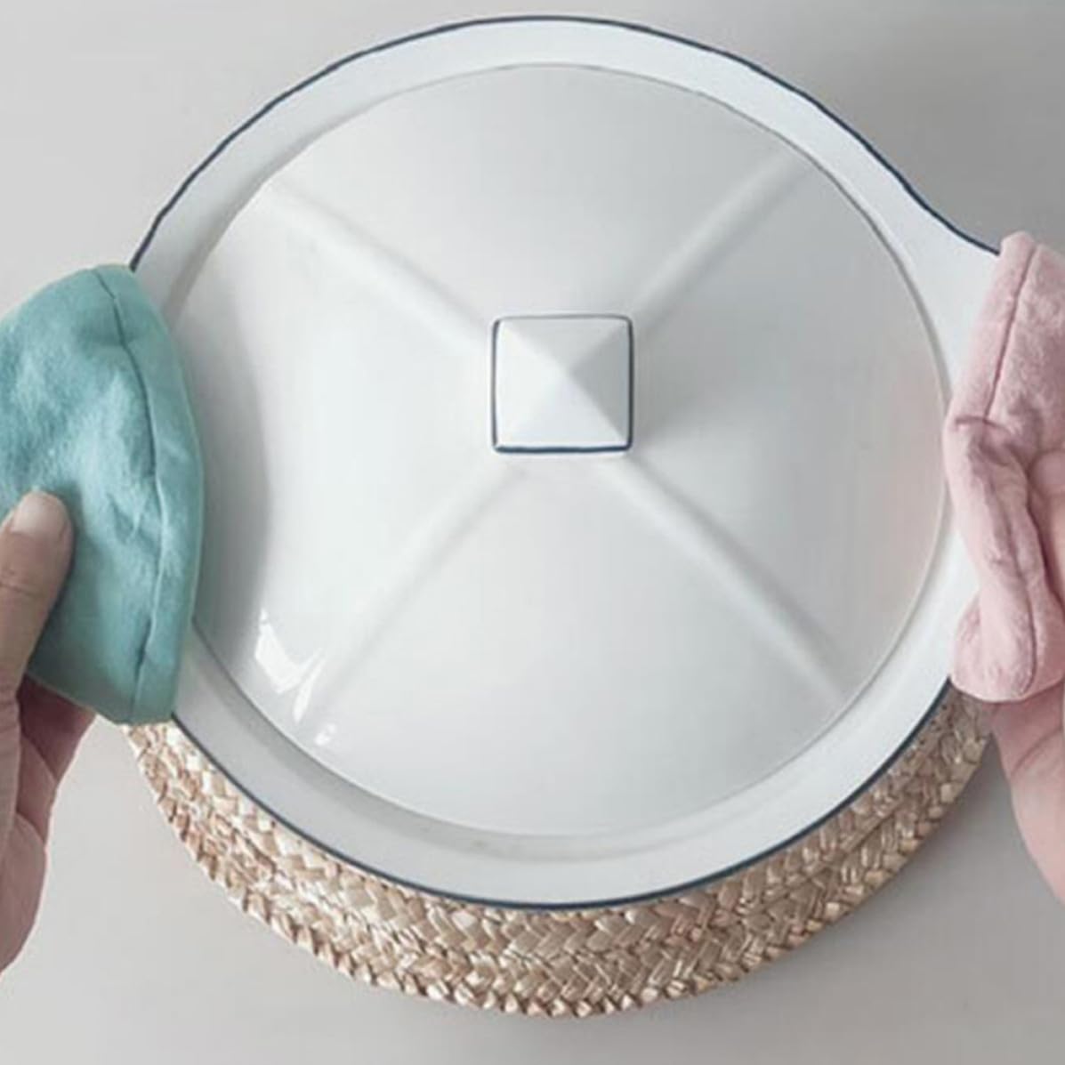 Lot de 2 mini maniques en coton, isolation thermique, pour plats chauds, passent au micro-ondes et aux ustensiles de cuisson