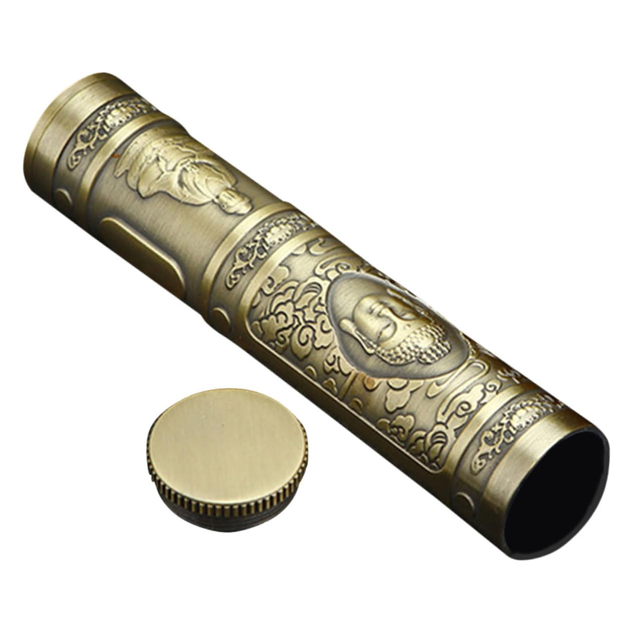 Estuche de viaje para cigarrillos de metal tallado con diseño de Buda 8