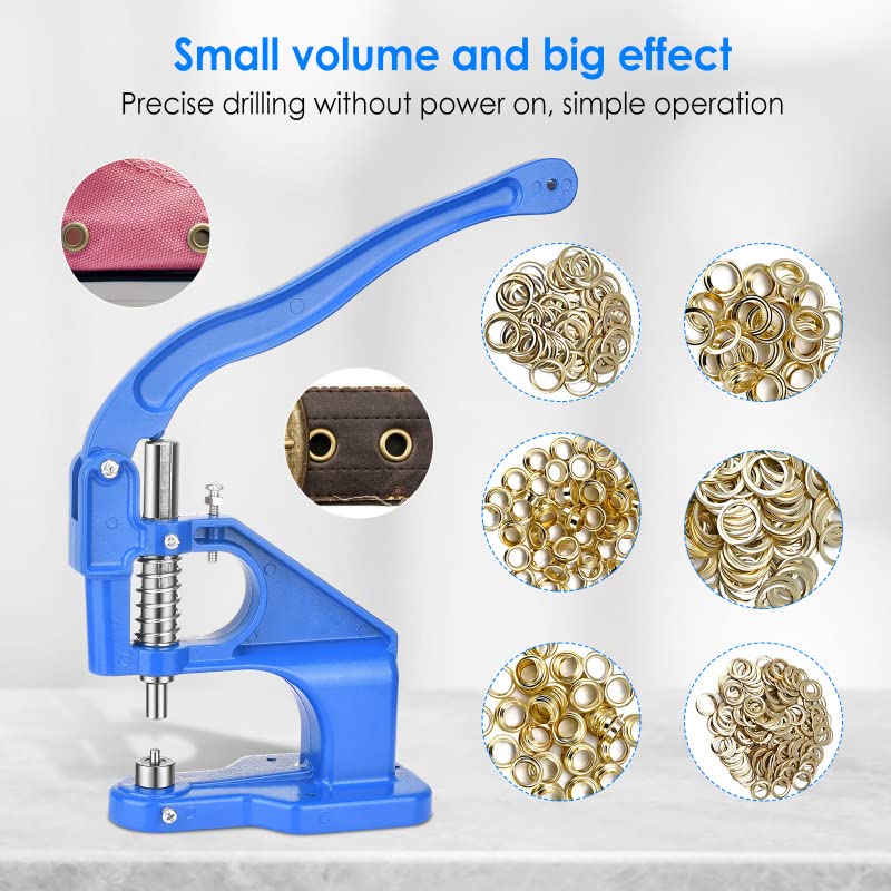 Máquina de prensado manual para ojales o remaches de doble tapa, troqueles, herramienta de molde, botones a presión, suministros artesanales hechos a mano Diy-azul