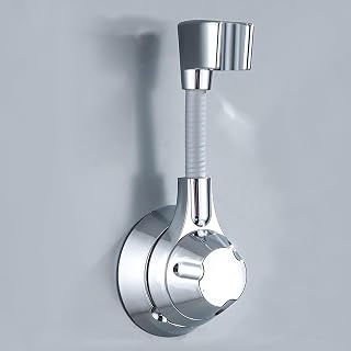 Meigaomei Shower Head Holder - Flexible Shower Head Holder Adjustable Vacuum Suction Cup Shower Head Wall Mount Holder for Hand Held Shower Head (Adhesive Sticker Provided)