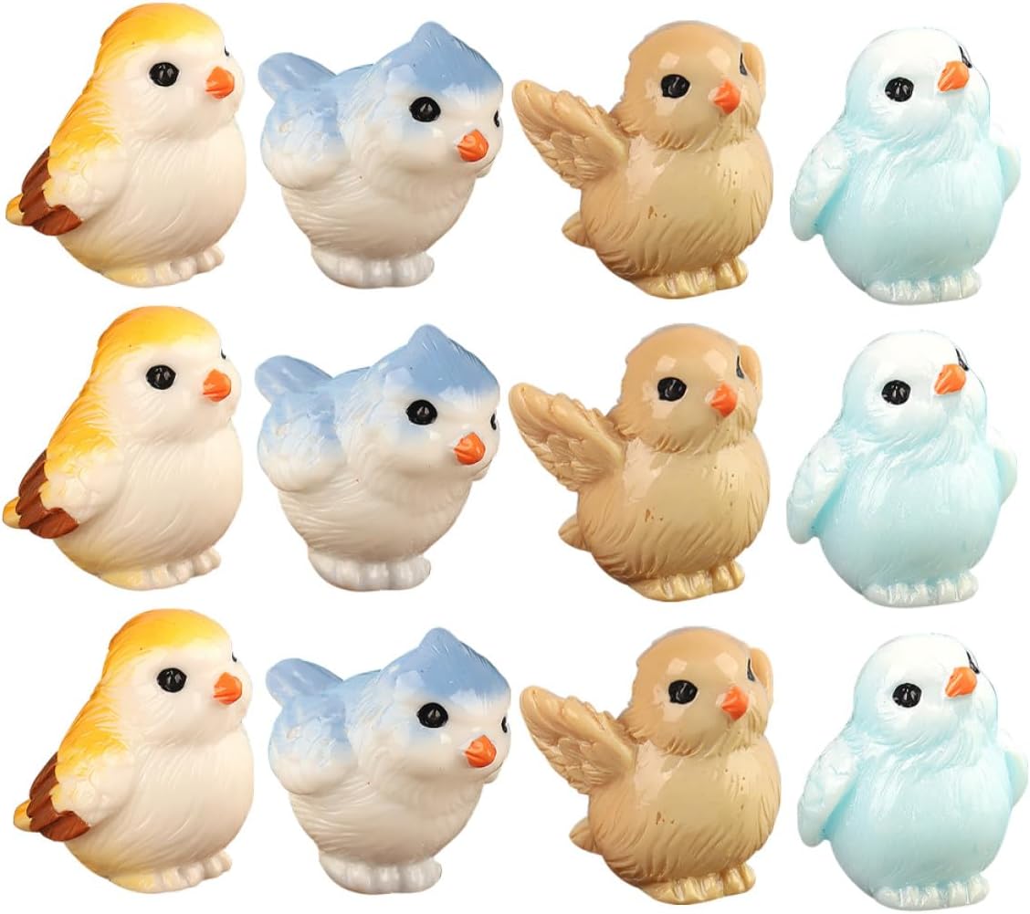 DOITOOL Mini Parrot Figurines Resin Animals for Micro Landscape DIY Garden Decor, 20pcs Small Cute Bird Statues for Home, Terrarium, Cake Toppers, Craft Accessories