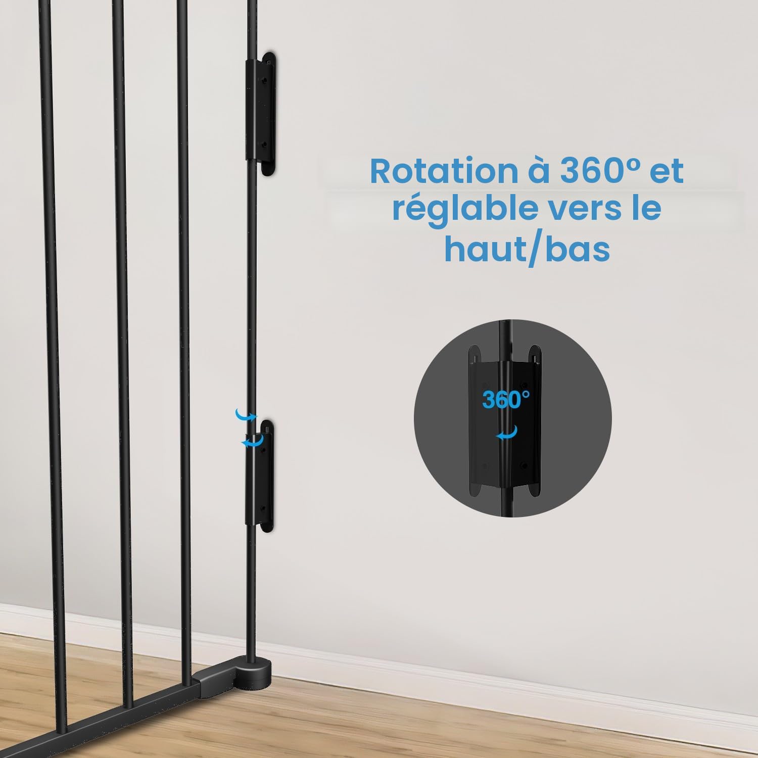 Sonnewelt Barrière de sécurité Enfant de cheminée avec Porte de 310 cm,Barriere escalier,5 éléments en métal,barrière de sécurité Protection pour Enfants et Animaux,Grille de Protection de poêle,Noir