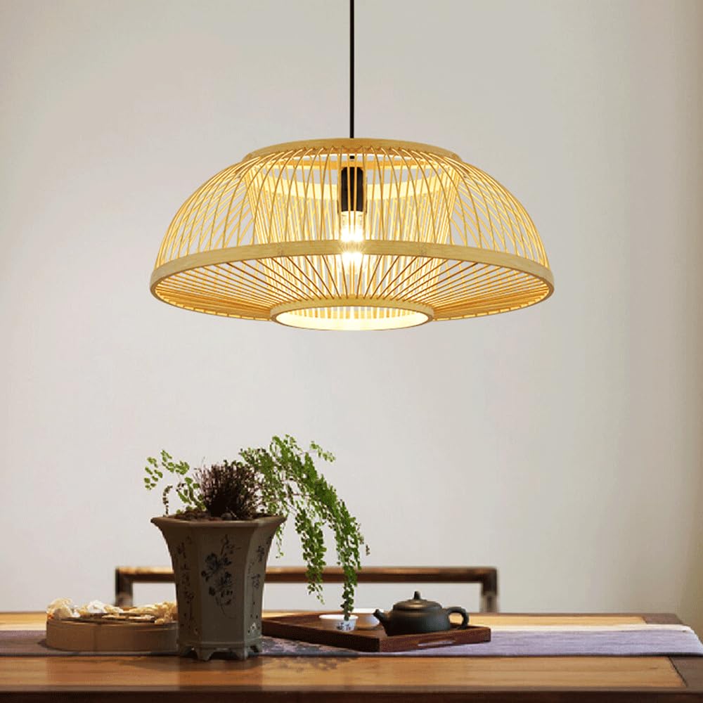 Półokrągłe Lampy Wiszące W Stylu Japońskim Lampa Wisząca Z Ręcznie Tkanego Bambusa Klasyczny Skandynawski Klosz Do Lampy Sufitowej Oświetleniowa W Stylu Nadmorskim Do Restauracji, Biura,
