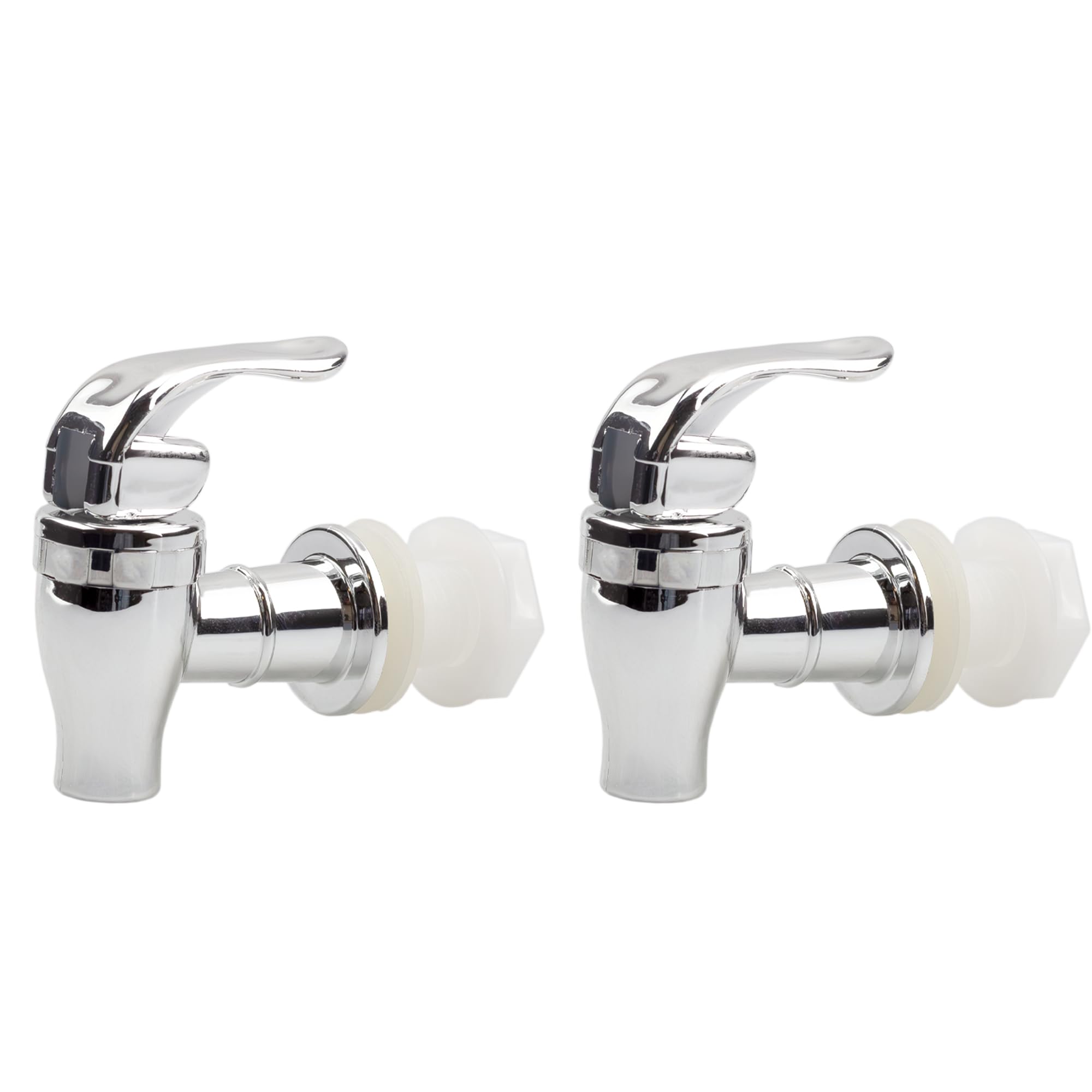 Cornucopia Push Style Spigots for Beverage Dispenser Carafes (2-Pack), Replacement Lever Pour Spouts, Chrome Design Lock Open Style