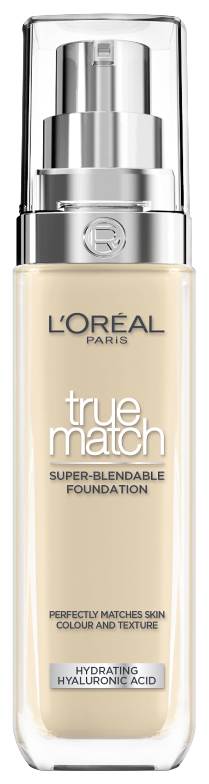 L'Oréal Paris, True Match Foundation, nahtlos verblendbar, mit Hyaluronsäure, vegane Formel, flüssige Textur, mittlere Deckkraft, natürliches Finish, für alle Hauttypen, 2.N Neutral Light, 30 ml