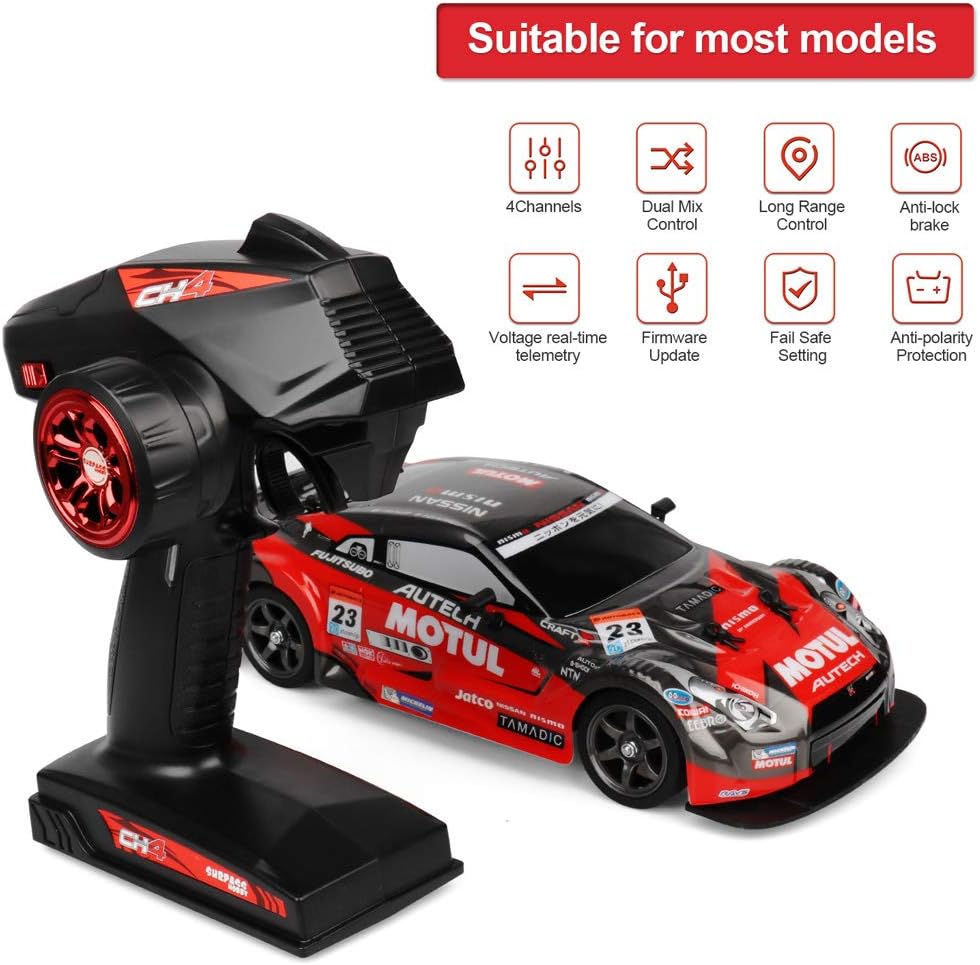 2.4G 4 CH RC Transmitter with Receiver Super Response Radio System Remote Controller Transmitter for RC Car Boat Tanks Model : Toys & Games