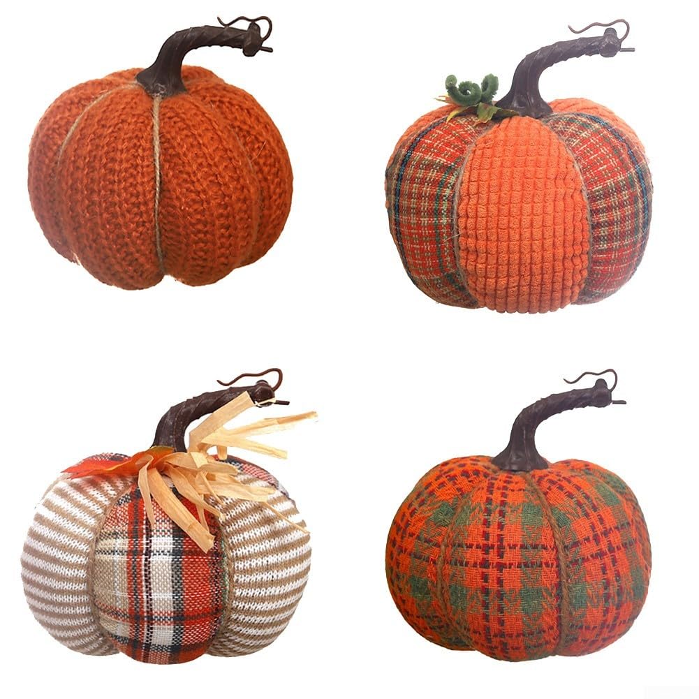 Citrouille Artificielle De DéCoratio,Citrouilles en Tissu De RéColte d'automne,à La Main Coton PP Citrouille De DéCoration,DéCoration De Table à La Maison,Accessoires De Photographie