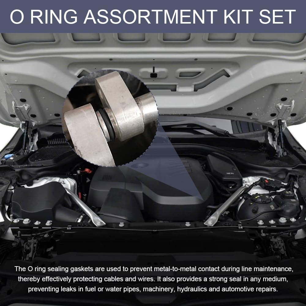 300 PCS O Ring Assortment Kit Set, O-Rings Seal Gasket, 18 Sizes High Pressure High Temperature Resistant Nitrile Rubber Gaskets for Car, Auto Washer AC System Seal Kit for Car Home Workshop