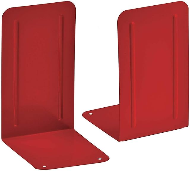 Acrimet Premium Metal Bookends (Heavy Duty) (Red Color) (1 Pair)