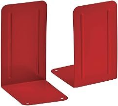 Acrimet Premium Heavy Duty Metal Bookends (Red) (1 Pair)