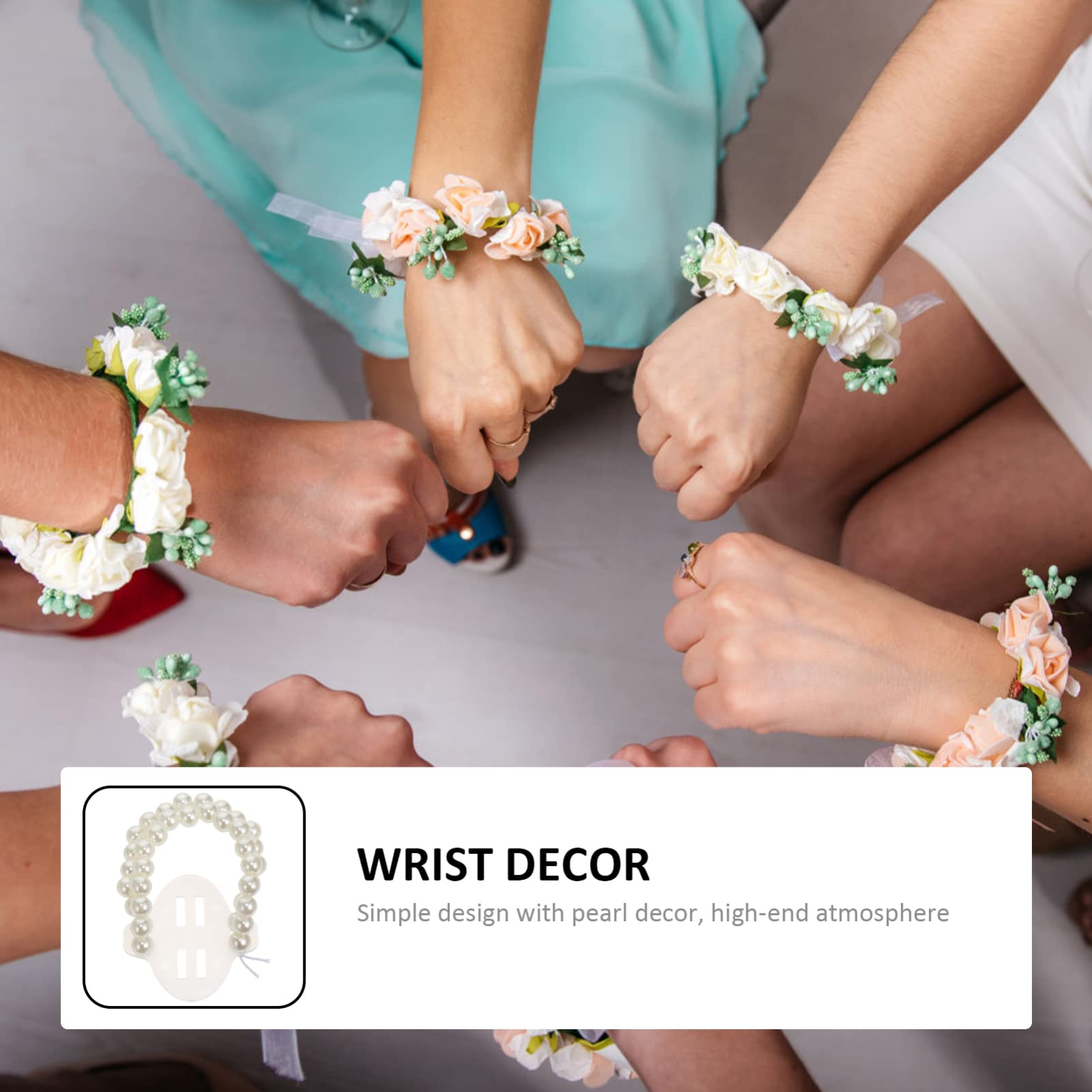 MRKU Handgelenkblume, 12 Stück Brautarmbandperlen, Abschlussball-Handband, Hochzeitsarmbandblume, Perle, elastisches Armband, elastisches Perlenband, Perle, selbstgemacht, Einheitsgröße, Achat