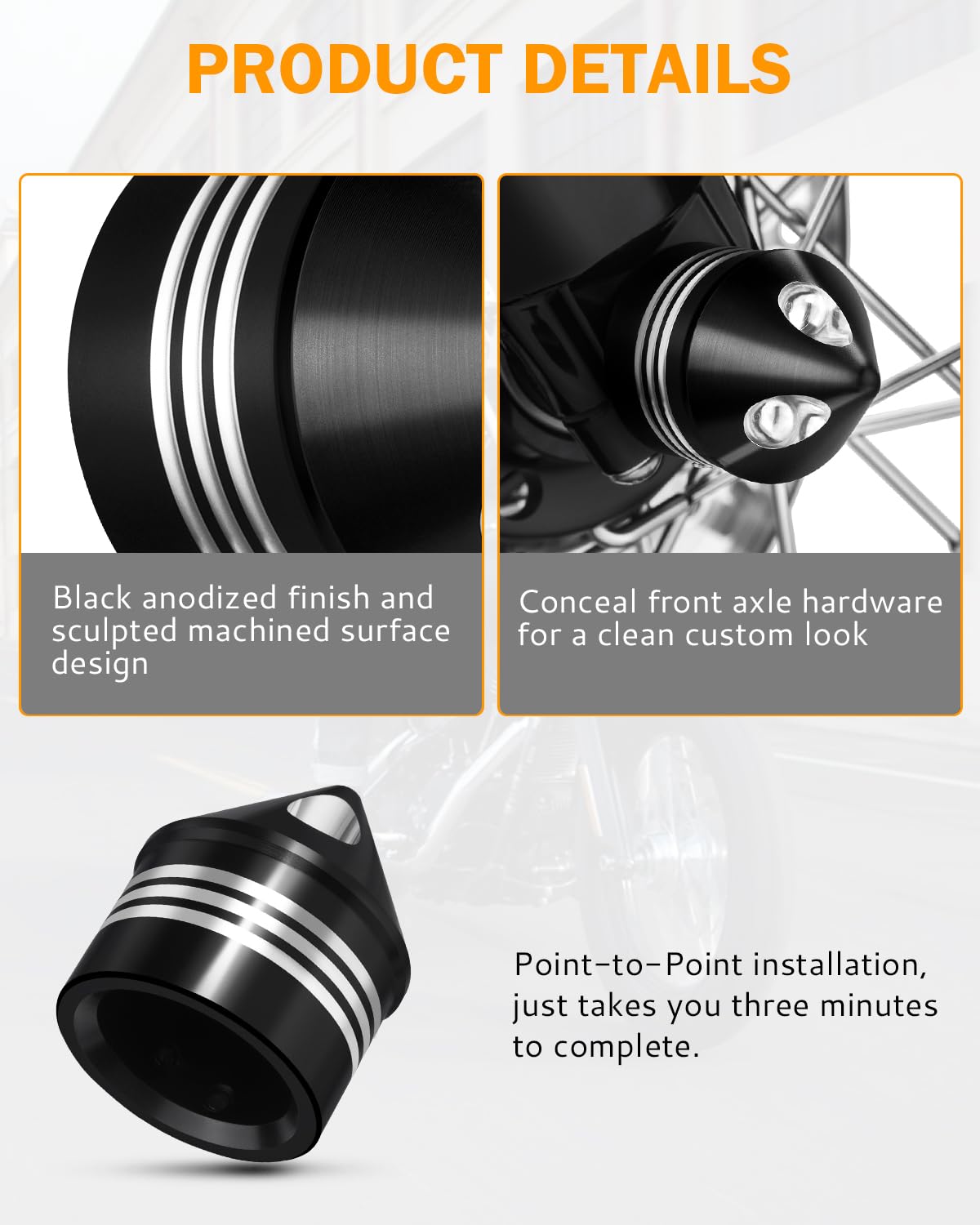 Cache- Crous D'essieu Avant Noirs PBYMT Compatibles Avec Harley Davidson Dyna Softail Touring Road King Electra Street Glide 2008 2023~p113294000