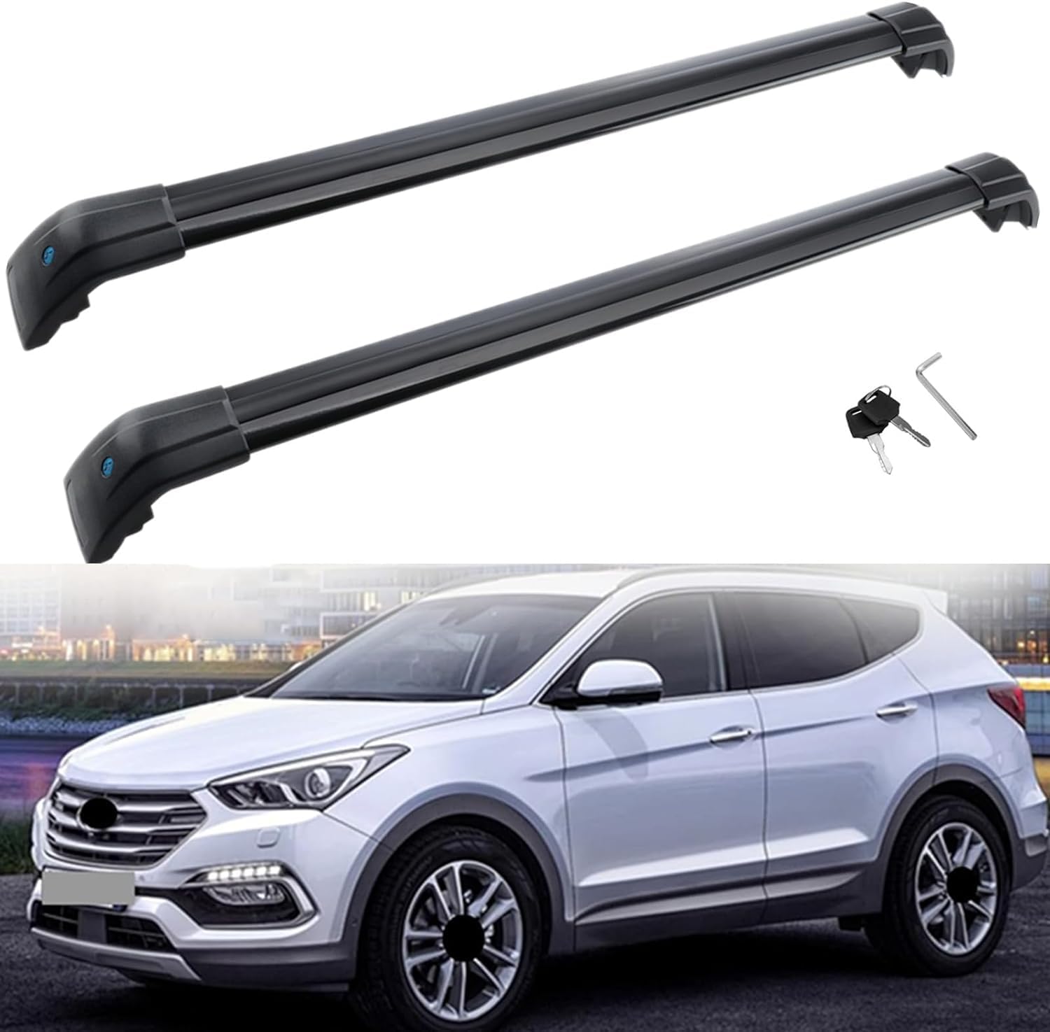 MotorFansClub Roof Rack Cross Bars Fit for Hyundai Santa Fe 2013 2014 ...