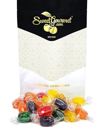 SweetGourmet Assorted Fruit Barrels | Wrapped | Bulk Hard Candy | 1 Pound