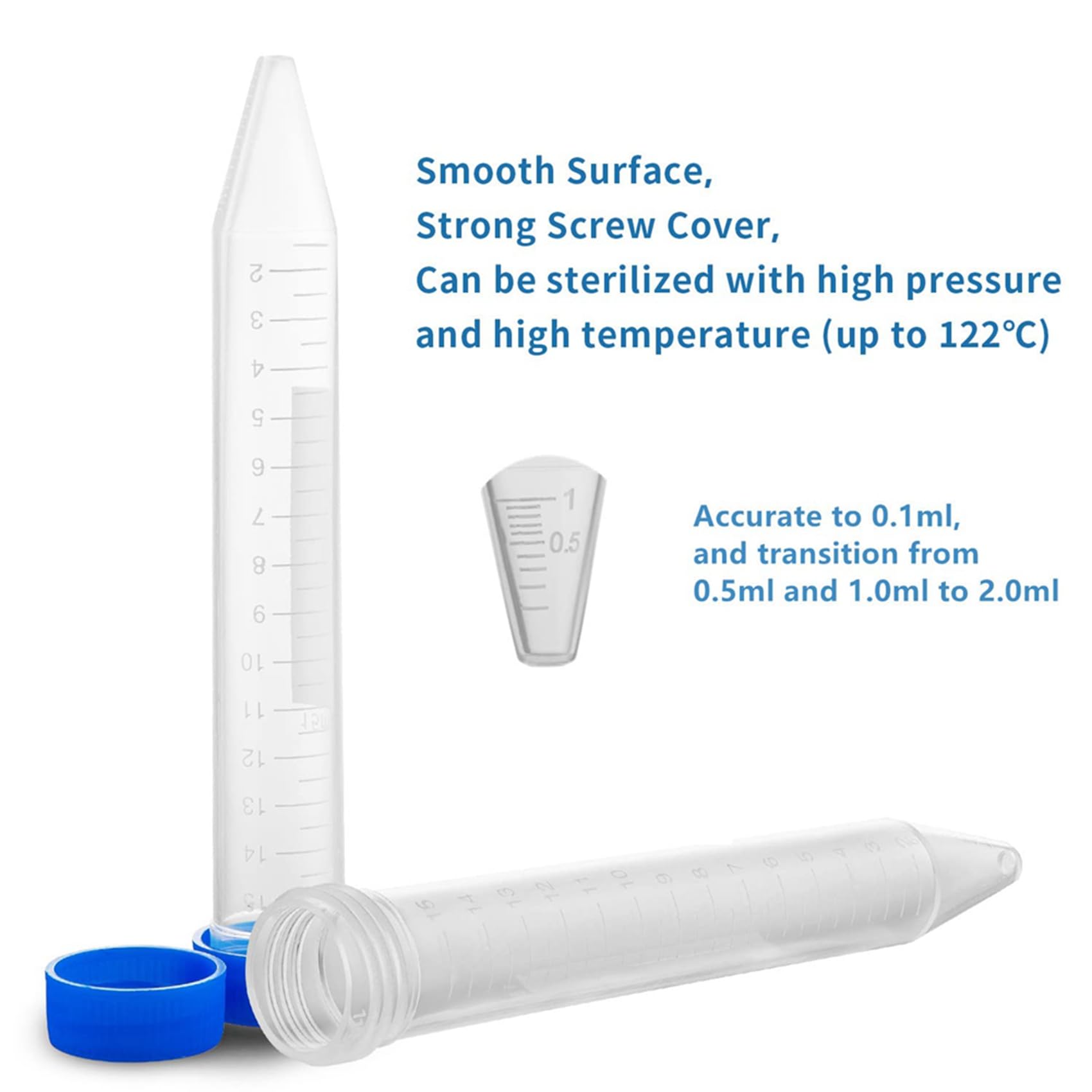Provette Coniche da Centrifuga 15ML, 400 Provette nel Plastica Sterili con Tappi un Vite, Contenitore nel Polipropilene