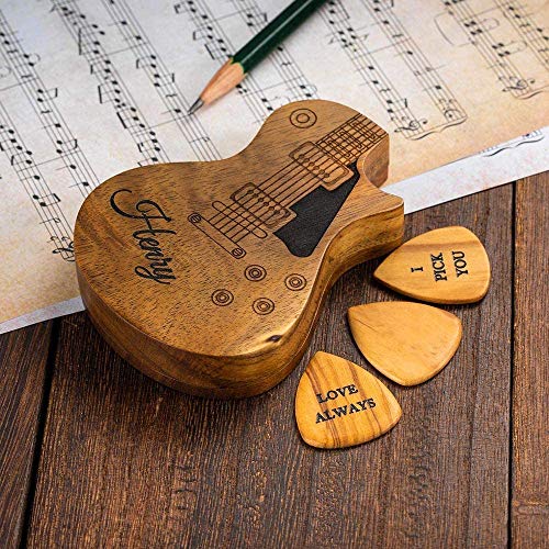 Picks / médiators de guitare en bois personnalisé avec étui à installer sur la guitare. - Les Beatles, Paul McCartney, John Lennon, RIngo Starr, George Harrison Picks / médiators de guitare en bois personnalisé avec étui à installer sur la guitare. – Image 6