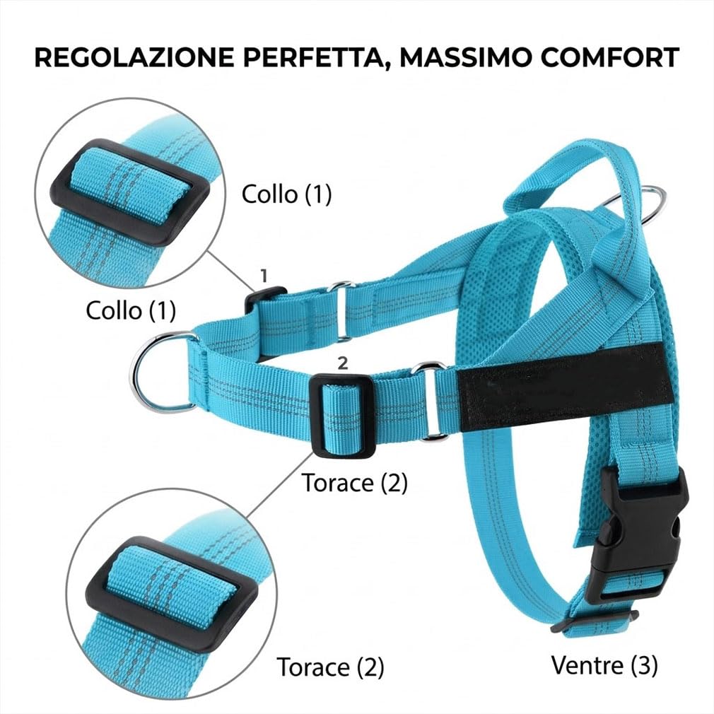 Veltrio Pettorina Cane Antitiro Regolabile, Set Complet 5-in-1 con Guinzaglio Elastico e Collare Catarifrangente, Pettorina Antitrazione per Cani Medi e Piccoli (Magenta,M)