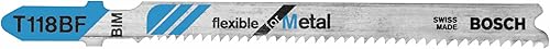BOSCH T118BF100 100 piezas 3-58 pulgadas 11-14 TPI flexible para metal T-Shank Jig Saw Blades