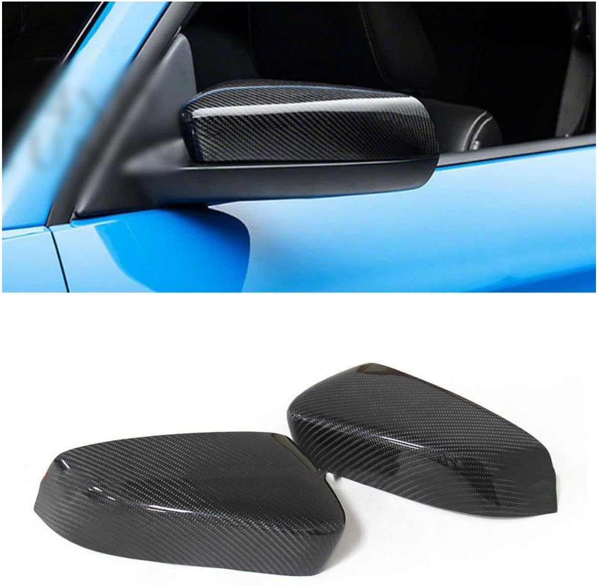 Mirror Cover For Ford Mustang GT Coupe Only 2008-2013 Side Caps Add on Carbon Fiber