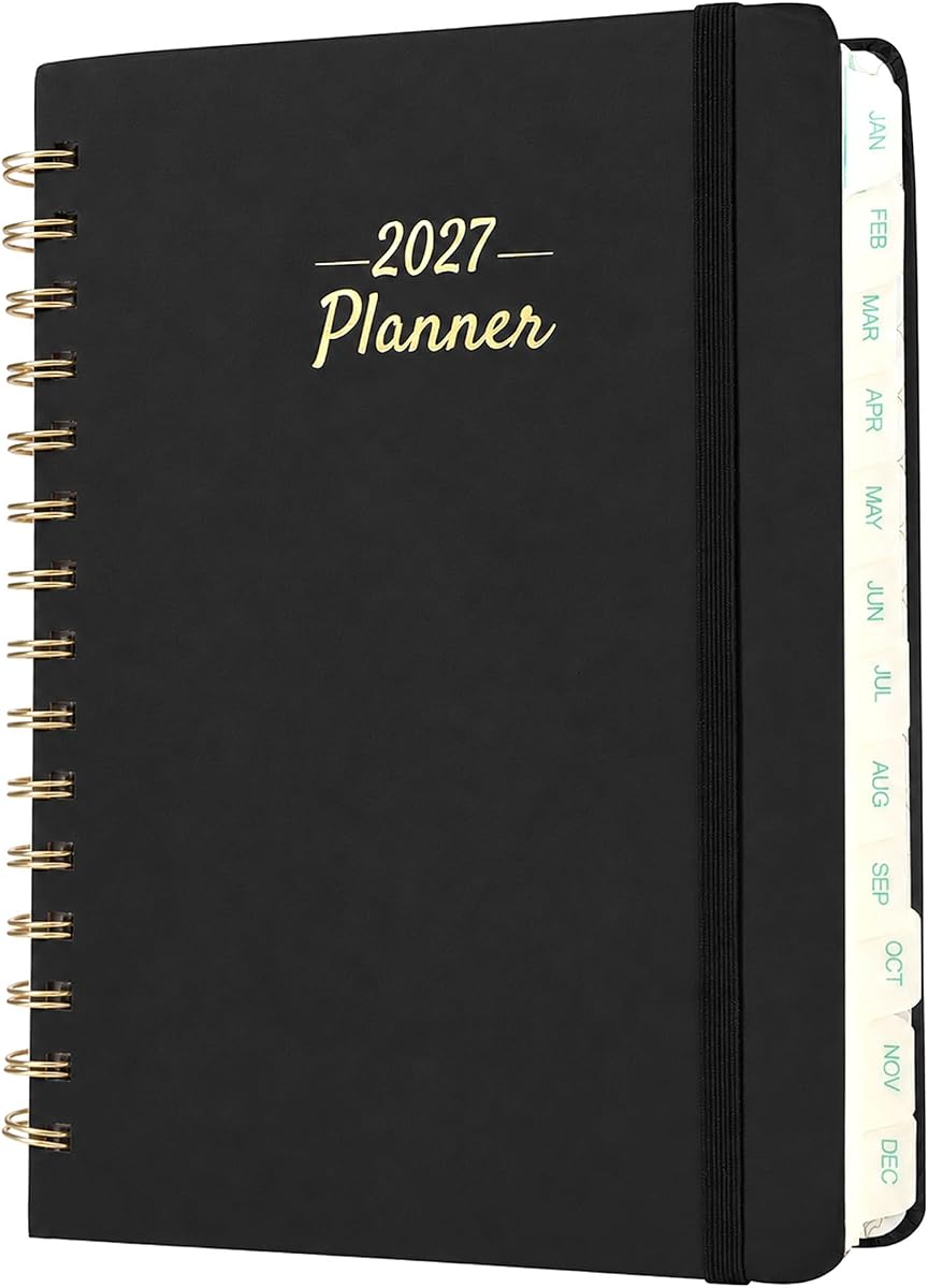 Mr. Pen- Calendario planificador semanal y mensual 2027, 6,4" x 8,5", encuadernado con alambre | Enero de 2027 - diciembre de 2027, pestañas mensuales, bolsillo de almacenamiento interior, útiles escolares universitarios para estudiantes y profesores