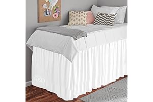 Extra Long Twin XL Bed Skirt - 100% Microfiber - White Solid